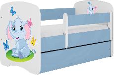 Vaikiška lova viengulė Kocot Kids Babydreams Elephant, mėlyna, 184 x 90 cm, su patalynės dėže