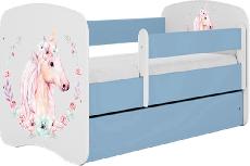 Vaikiška lova viengulė Kocot Kids Babydreams Horse, mėlyna, 144 x 80 cm, su patalynės dėže