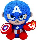 Pliušinis žaislas TY Marvel Avengers Captain America, įvairių spalvų, 15 cm