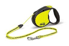 Automatinis pavadėlis Flexi Neon M, juodas/geltonas, 5 m