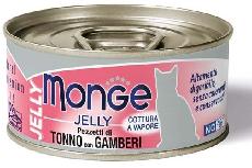 Šlapias kačių maistas Monge Jelly Adult, tunas/krevetės, 0.08 kg