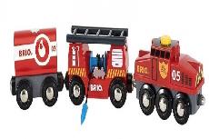 Žaislinis traukinys Brio World Rescue Firefighting Train 33542, raudona