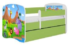 Vaikiška lova viengulė Kocot Kids Babydreams Safari, balta/žalia, 184 x 90 cm, su patalynės dėže, be čiužinio