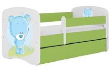 Vaikiška lova viengulė Kocot Kids Babydreams Teddybear, balta/žalia, 164 x 90 cm, be patalynės dėžės