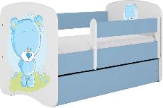 Vaikiška lova viengulė Kocot Kids Babydreams Teddybear, mėlyna/balta, 144 x 80 cm, be patalynės dėžės