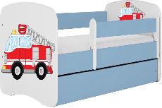 Vaikiška lova viengulė Kocot Kids Babydreams Fire Brigade, mėlyna/balta, 144 x 80 cm, be patalynės dėžės, be čiužinio