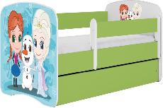 Vaikiška lova viengulė Kocot Kids Babydreams Frozen Land, balta/žalia, 144 x 80 cm, be patalynės dėžės, be čiužinio