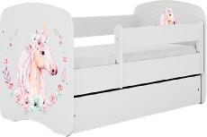 Vaikiška lova viengulė Kocot Kids Babydreams Horse, balta, 144 x 80 cm, be patalynės dėžės, be čiužinio