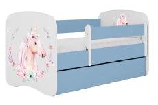 Vaikiška lova viengulė Kocot Kids Babydreams Horse, mėlyna/balta, 164 x 90 cm, be patalynės dėžės