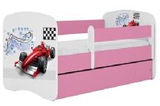 Vaikiška lova viengulė Kocot Kids Babydreams Formula, balta/rožinė, 184 x 90 cm, be patalynės dėžės, be čiužinio