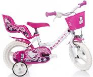 Vaikiškas dviratis Dino Bikes Hello Kitty 124 RL-HK2, baltas/rožinis, 9", 12"