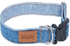 Reguliuojamas antkaklis Amiplay Denim, mėlyna, 200 - 350 mm x 10 mm, 20-35