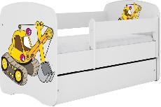 Vaikiška lova viengulė Kocot Kids Babydreams Digger, balta, 184 x 90 cm, be patalynės dėžės, be čiužinio