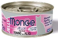 Šlapias kačių maistas Monge Jelly Adult, tunas/ančiuviai, 0.08 kg