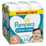 Sauskelnės Pampers Active Baby, 3 dydis, 10 kg, 208 vnt.