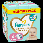 Sauskelnės Pampers Premium Care, 4 dydis, 9 - 14 kg, 174 vnt.