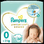 Sauskelnės Pampers Premium Care, 0 dydis, 1 - 2.5 kg, 30 vnt.