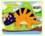 Medinė dėlionė Lean Toys Dinosaur Triceratops 10343, 2 cm, oranžinė