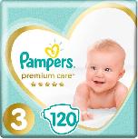 Sauskelnės Pampers Premium Care, 3 dydis, 5 - 9 kg, 120 vnt.