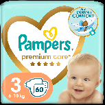 Sauskelnės Pampers Premium Care, 3 dydis, 6 - 10 kg, 60 vnt.