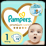 Sauskelnės Pampers Premium Care, 1 dydis, 2 - 5 kg, 72 vnt.