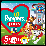 Sauskelnės-kelnaitės Pampers Paw Patrol, 5 dydis, 12 - 17 kg, 66 vnt.