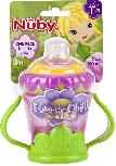 Puodelis su snapeliu Nuby Twin Handle Cup Flower, 210 ml, 6+ mėn., silikonas/polipropilenas (pp), įvairių spalvų