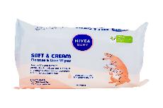 Drėgnos servetėlės Nivea Soft & Cream Cleanse & Care, 57 vnt.