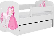 Vaikiška lova viengulė Kocot Kids Babydreams Princess&Horse, balta, 70 x 140 cm, be patalynės dėžės