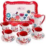 Žaislinis arbatos rinkinys ASKATO Childrens Tea Set, balta/raudona/žydra