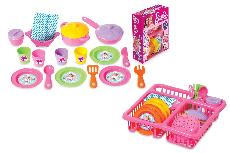 Žaisliniai virtuvės reikmenys, indeliai džiovyklėje Dede Barbie Dish Drainer Set, įvairių spalvų