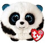 Pliušinis žaislas TY Puffies Panda Bamboo, baltas/juodas, 7 cm