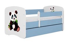 Vaikiška lova viengulė Kocot Kids Panda 2, mėlyna/balta, 80 x 180 cm, su patalynės dėže, be čiužinio