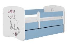 Vaikiška lova viengulė Kocot Kids Cat, mėlyna/balta, 70 x 140 cm, be patalynės dėžės, be čiužinio