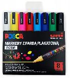 Universalių žymeklių rinkinys Posca PC-5M, vienpusiai, mėlyna/balta/juoda, 8 vnt.