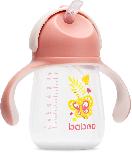 Gertuvė su silikoniniu šiaudeliu Baboo Butterfly, 260 ml, 9 mėn., plastikas/silikonas, rožinė