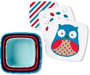 Dėžutė maistui SkipHop Zoo Snack Box Set Owl, 3 m., plastikas, 3 vnt., mėlyna/balta/raudona