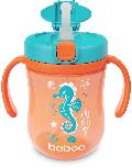 Gertuvė su silikoniniu šiaudeliu Baboo Cup With Straw Sea Life, 300 ml, 9 mėn., plastikas/silikonas, mėlyna/oranžinė