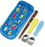 Stalo įrankiai Edison Mama Portable Utensils Set, 3 m., nerūdijantysis plienas/medis/polipropilenas (pp), 4 vnt., mėlyna