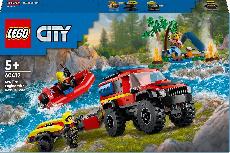 Konstruktorius LEGO® City 4x4 ugniagesių visureigis su gelbėjimo valtimi 60412