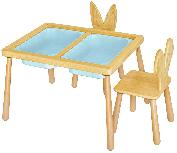 Žaidimų stalas Kalune Design Table and 2 Chairs 109TRS1173, 52 cm, mėlyna