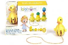 Lavinimo žaislas Lalaboom Pull Along Duck BL330, 10 cm, geltona, 10 vnt.