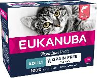 Šlapias kačių maistas Eukanuba Adult Grain Free, lašiša, 1.02 kg, 12 vnt.