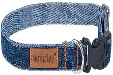 Reguliuojamas antkaklis Amiplay Denim, tamsiai mėlyna, 350 - 500 mm x 20 mm, 35-50