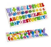 Edukacinis žaislas Puzzle Wooden Alphabet & Numbers, 8 cm, įvairių spalvų