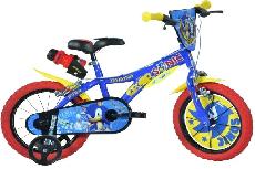 Vaikiškas dviratukas su papildomais ratukais, vaikų Dino Bikes Sonic, raudonas/geltonas/įvairių spalvų, 14"