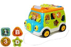 Lavinimo žaislas Lean Toys Pull Musical Bus LT7208, 19.5 cm, įvairių spalvų