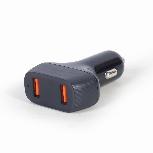 Adapteris Gembird TA-U2QC3-CAR-01, 2 x USB, juoda, 36 W