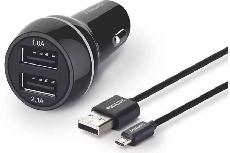 Automobilinis įkroviklis Philips, Micro USB/2 x USB, juoda, 15.5 W