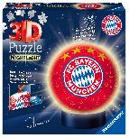 3D dėlionė Ravensburger Ball Nightlight FC Bayern Munich 121779, 15.9 cm, raudona, 72 vnt.